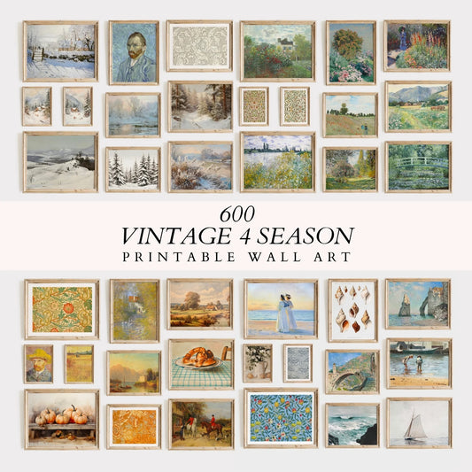 600 Vintage Printable Wall Art – 4 Seasons Gallery Bundle, Antique Paintings