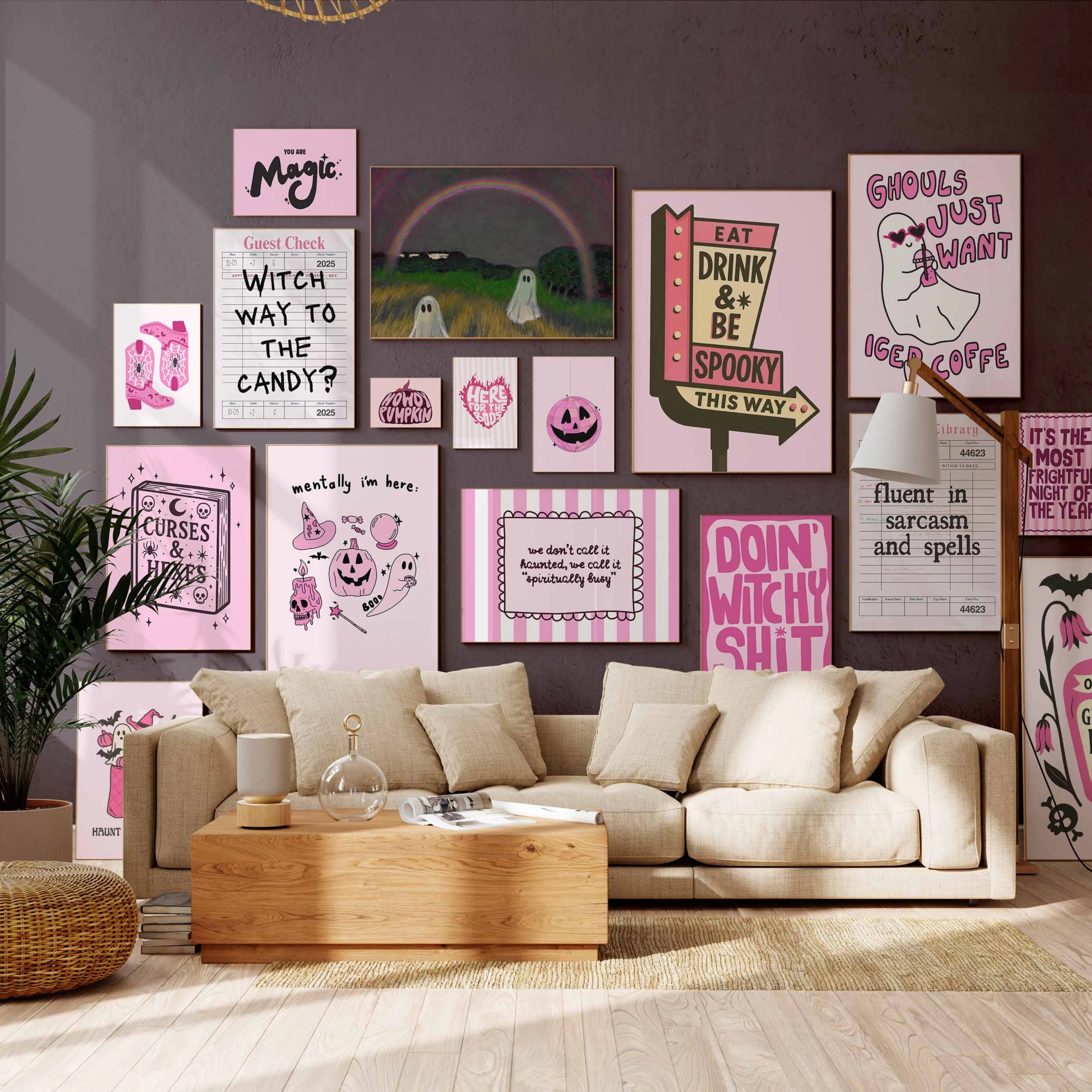Handmade Pink Halloween Decor - over 120 prints