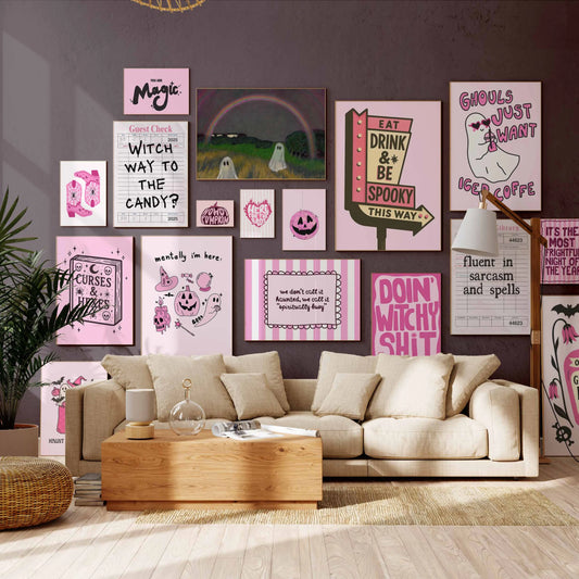Handmade Pink Halloween Decor - over 120 prints