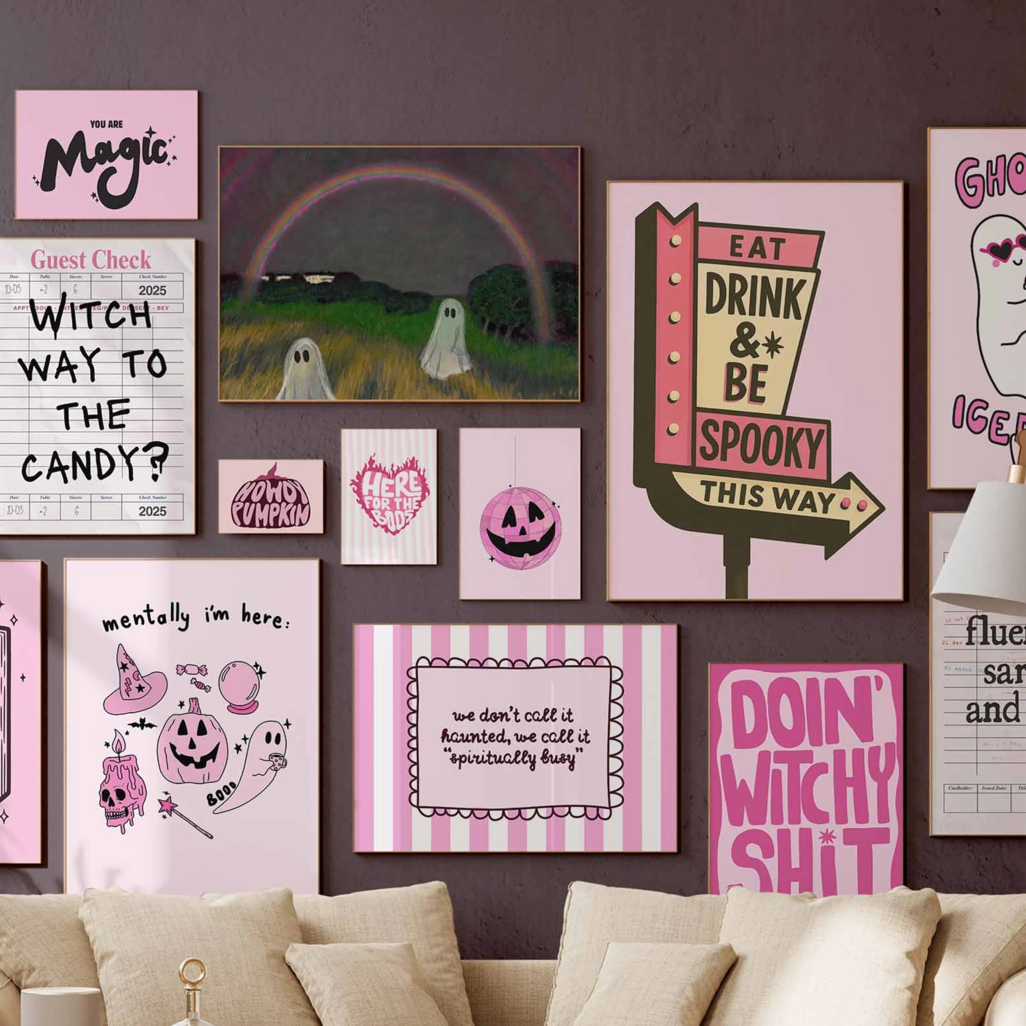 Handmade Pink Halloween Decor - over 120 prints