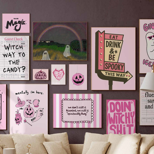 Handmade Pink Halloween Decor - over 120 prints