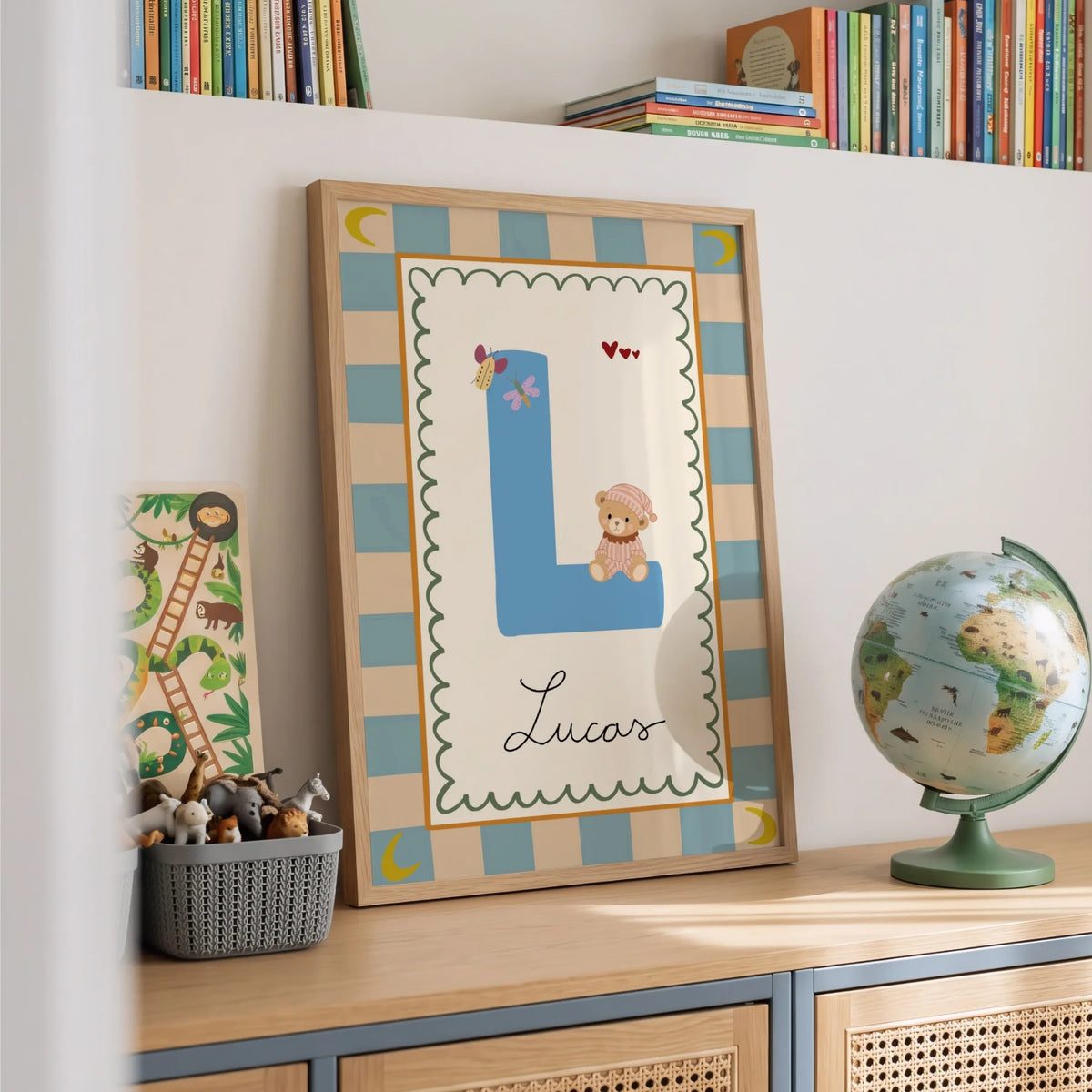 Teddy & Initial – Personalized Name Poster
