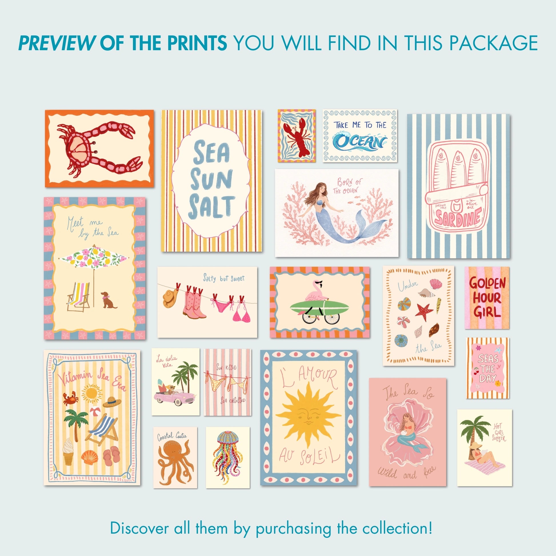 Ensemble de 20 imprimés tendance faits main pour l'été