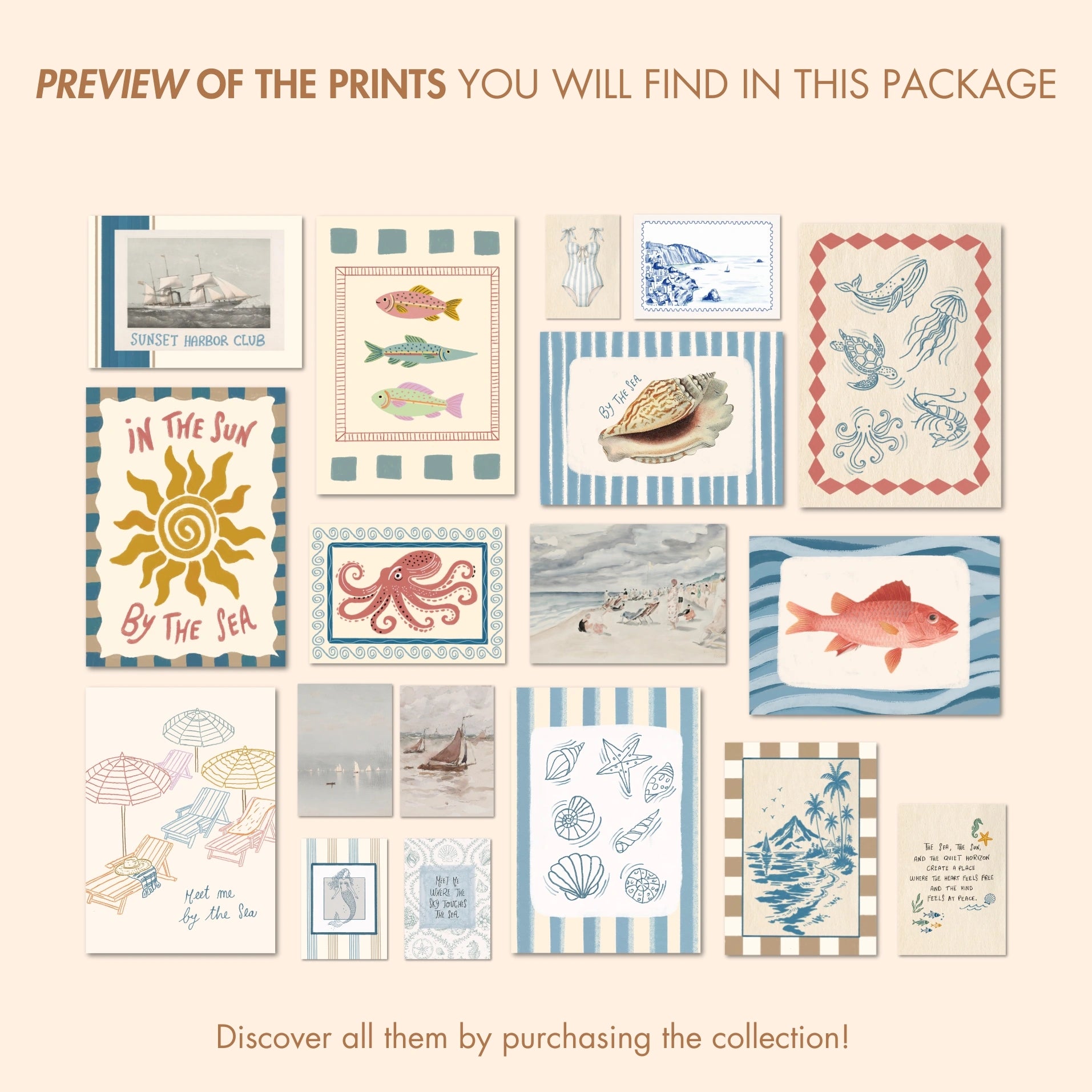 Ensemble de 20 imprimés tendance faits main pour l'été