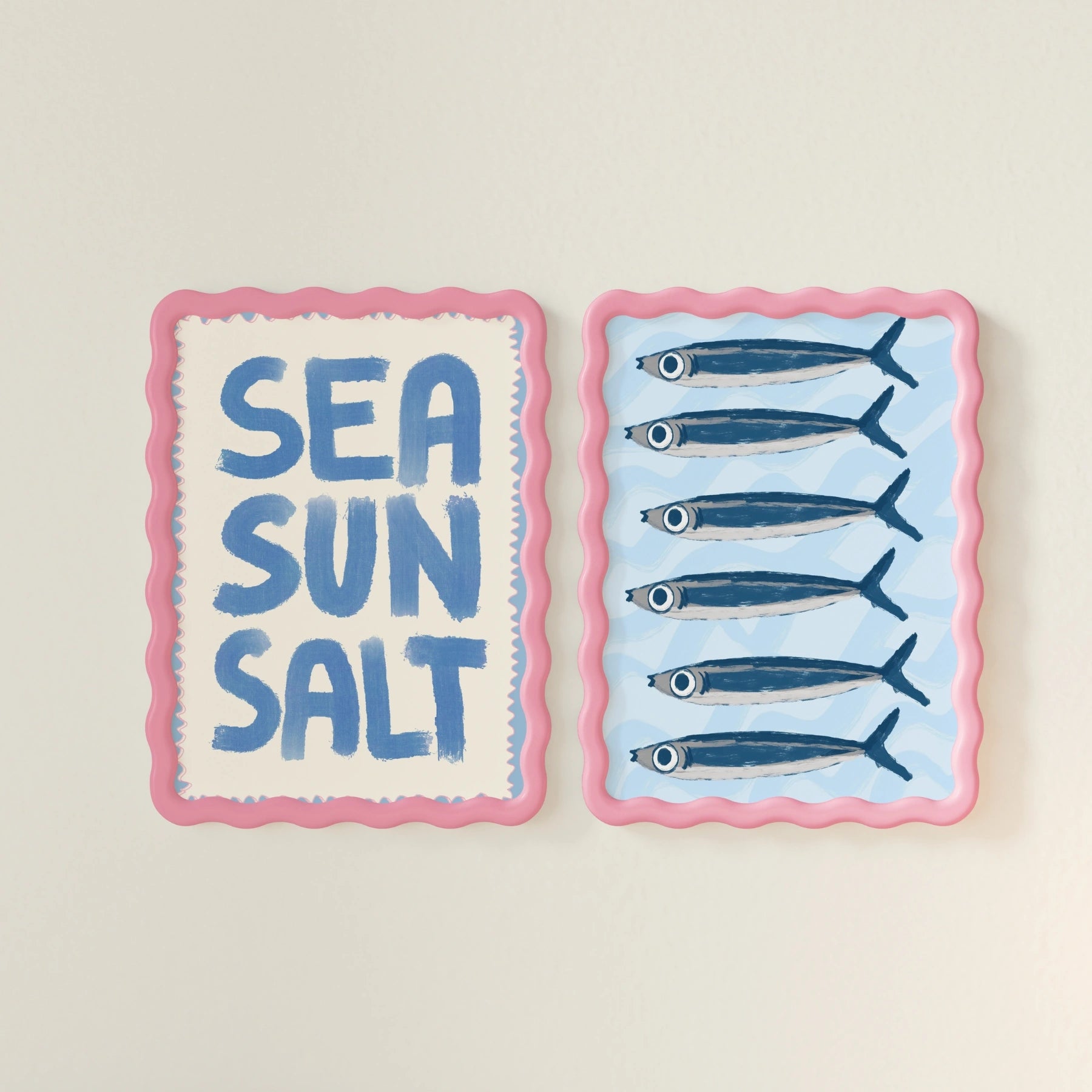 Set de 2 láminas decorativas de pared estilo costero