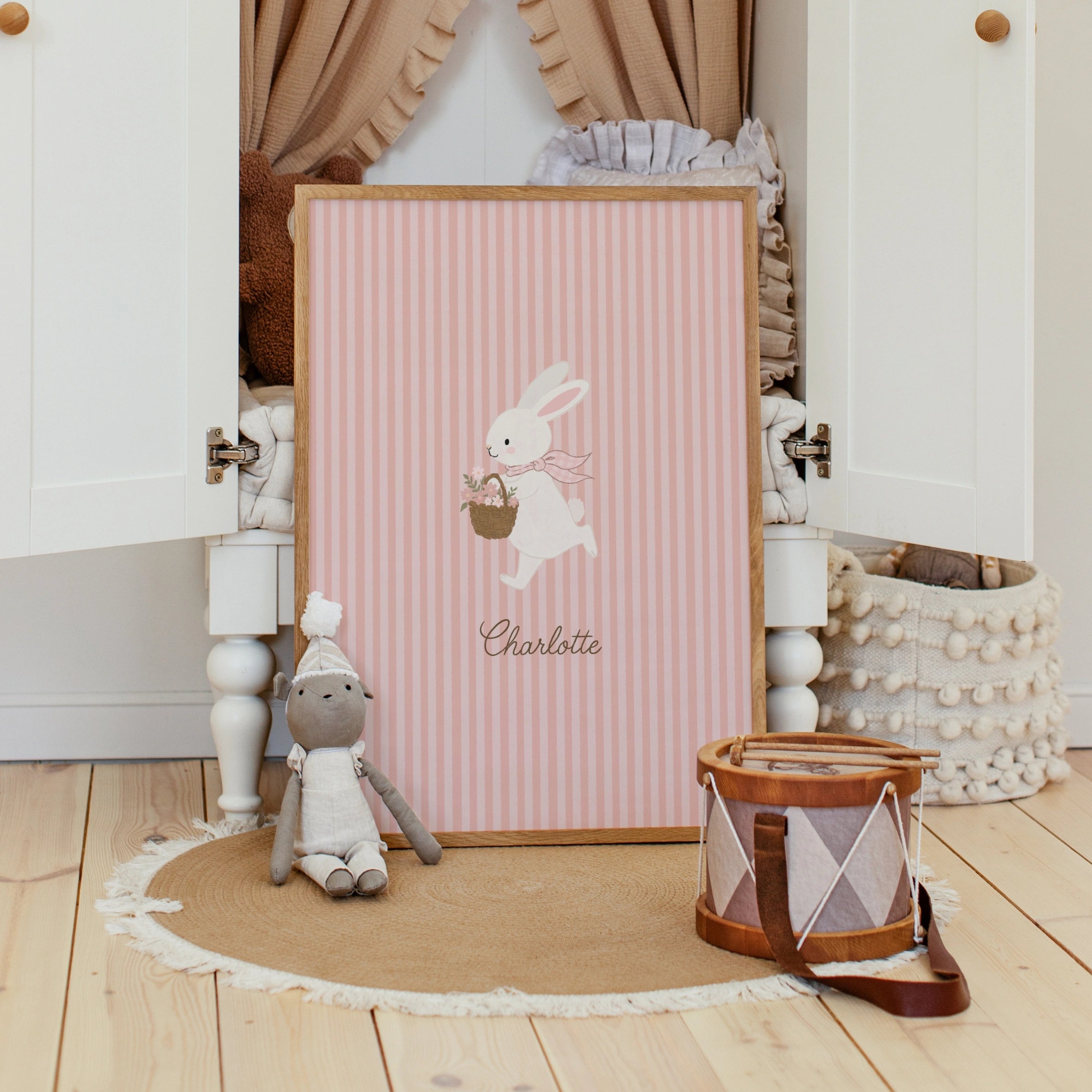Personalized Nursery Name with Bunny – Personalized wall art