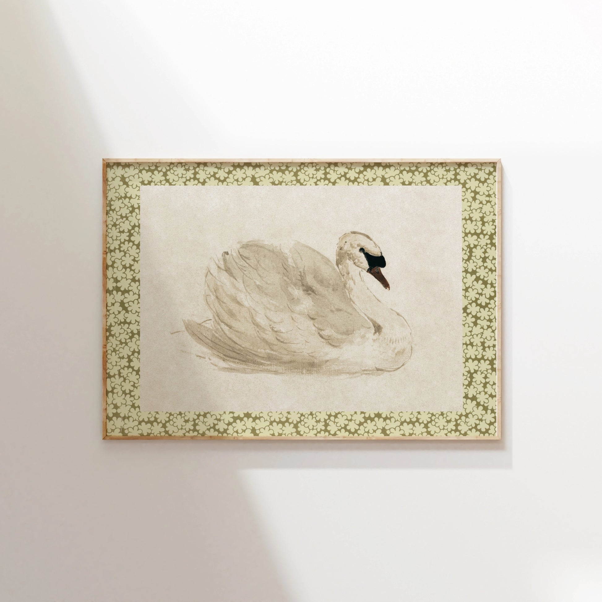 Swan Vintage Nursery Print – Retro Animal Wall Art for Baby Room, Vintage Nursery Decor
