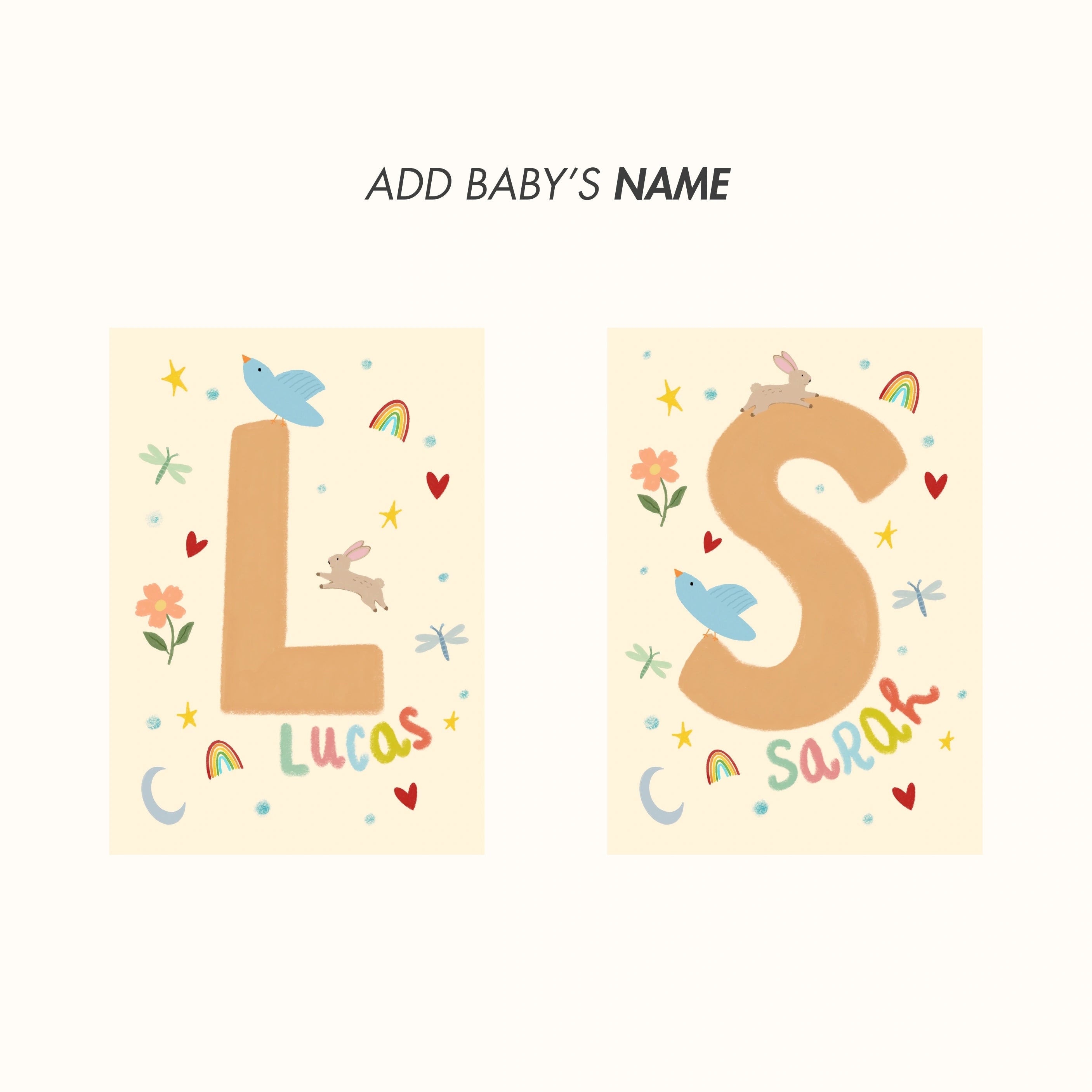 Prints with Customizable Name Set of 3 – Nursery & kids wall art