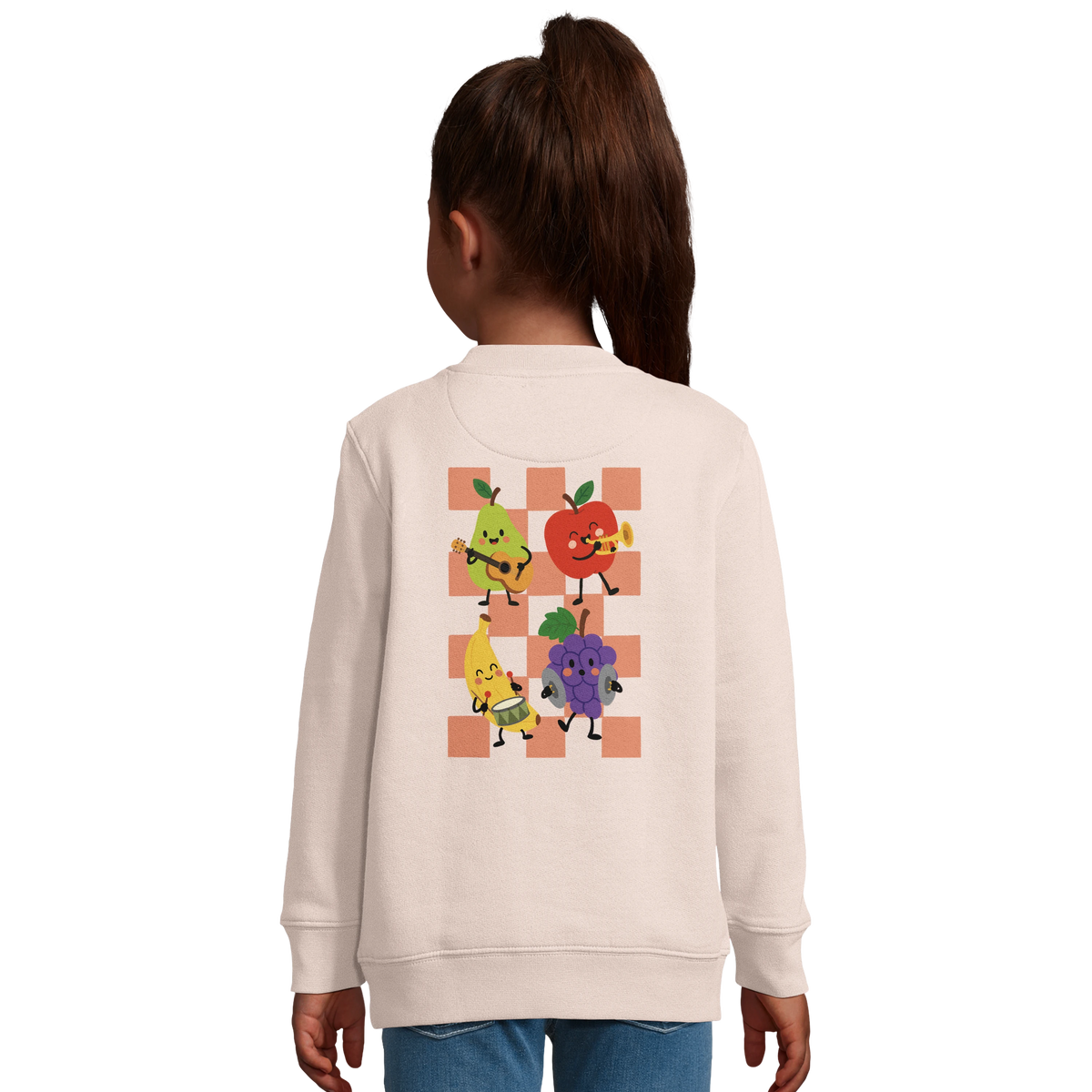 Rockin’ & Rollin’ Fruit Band – Kids Crewneck Sweatshirt