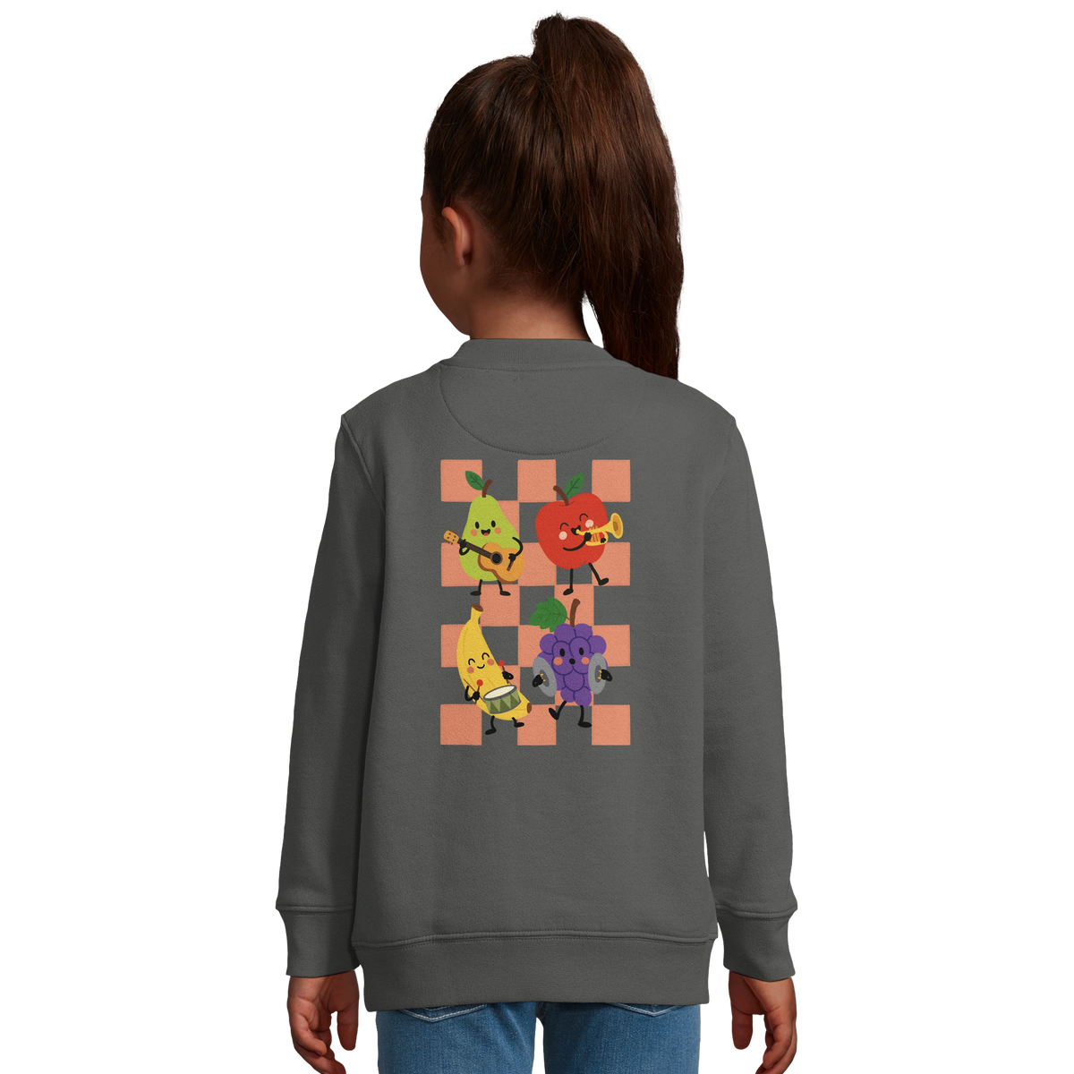 Rockin’ & Rollin’ Fruit Band – Kids Crewneck Sweatshirt