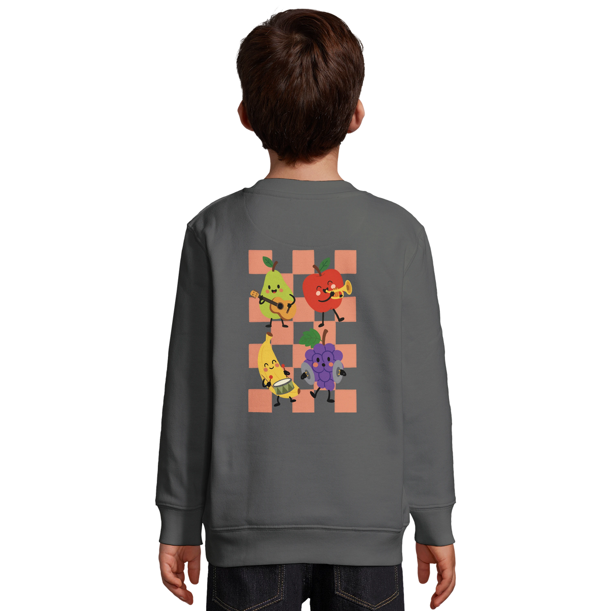 Rockin’ & Rollin’ Fruit Band – Kids Crewneck Sweatshirt
