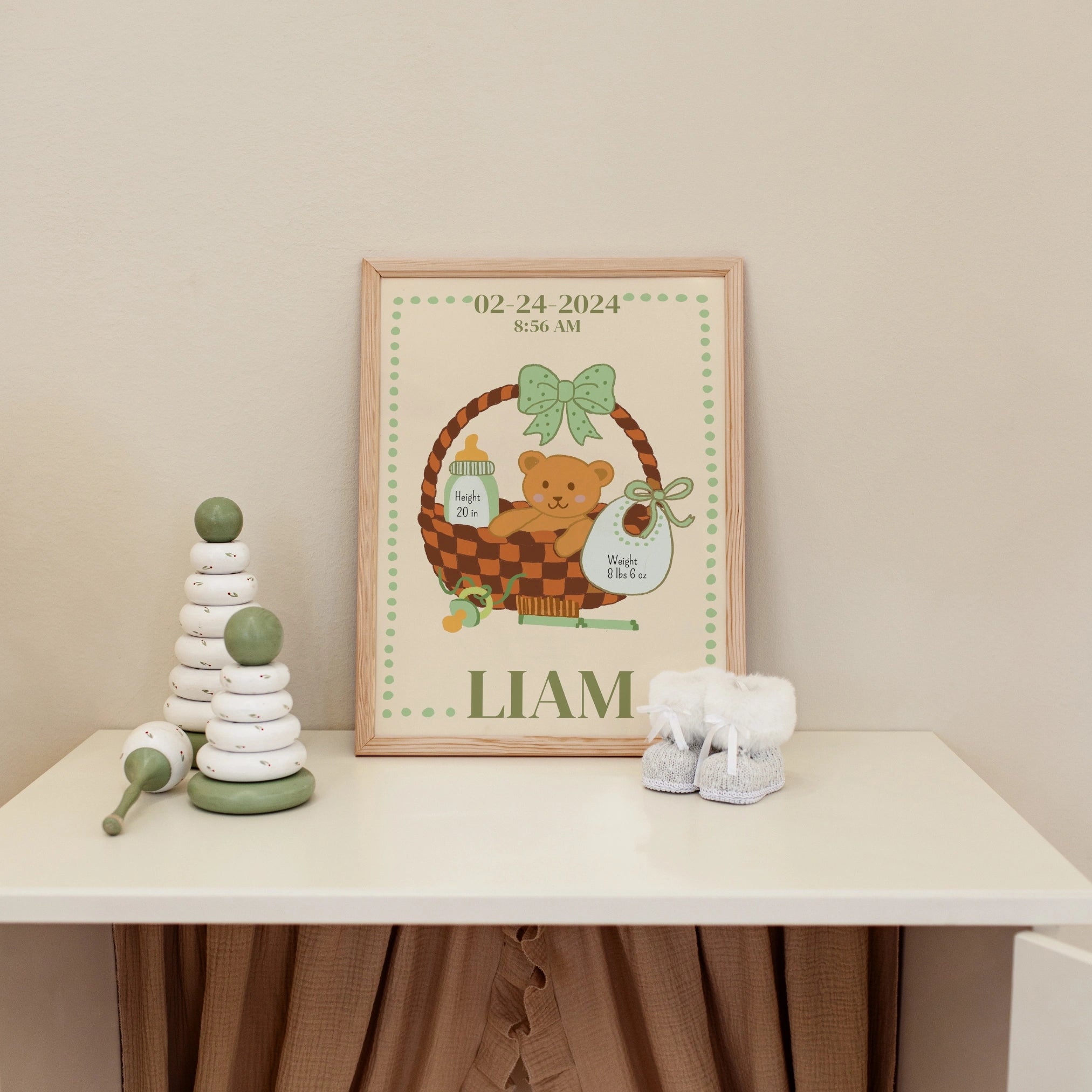 Décoration murale personnalisée pour chambre de bébé avec les statistiques de naissance