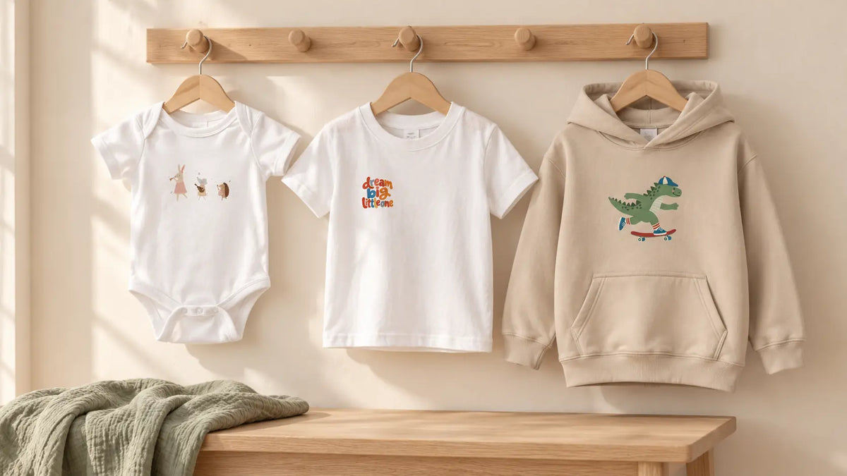 Abbigliamento illustrato Wallify per neonati e bambini, con T-shirt e felpe