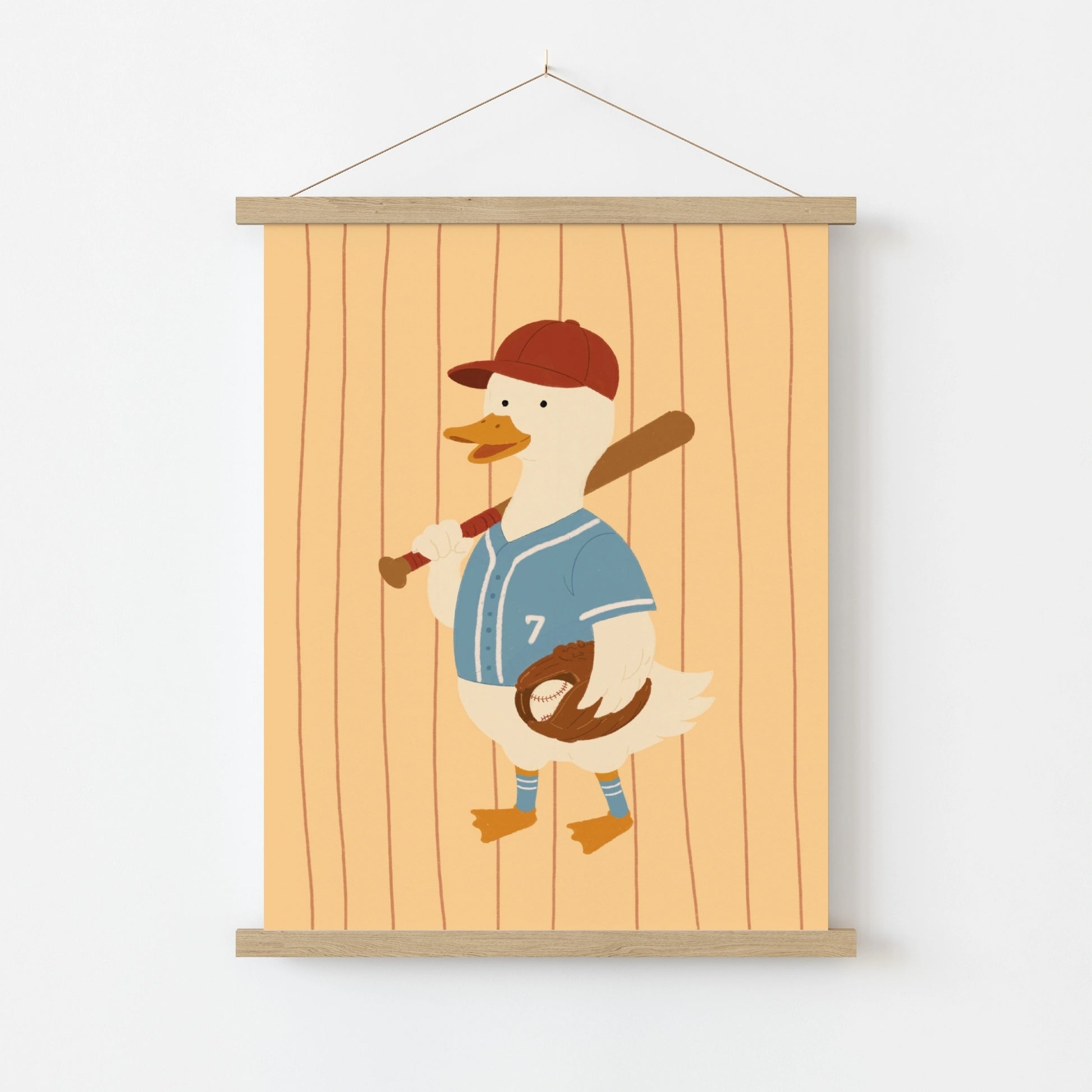 Baseball Duck Nursery Wall Art, Kids Sports Wall Art