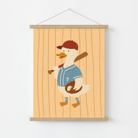 Baseball Duck Nursery Wall Art, Kids Sports Wall Art